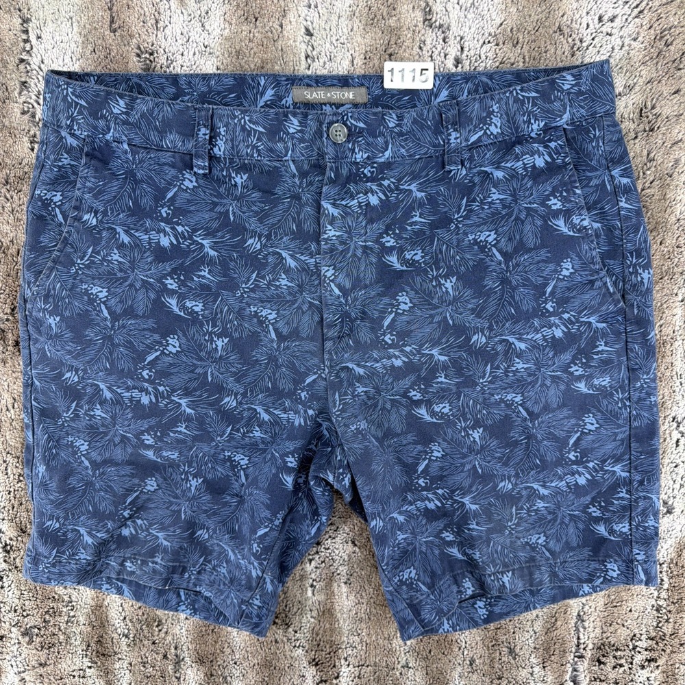 Slate & Stone Chino Shorts Mens 36 Blue Tropical Golf Casual Summer